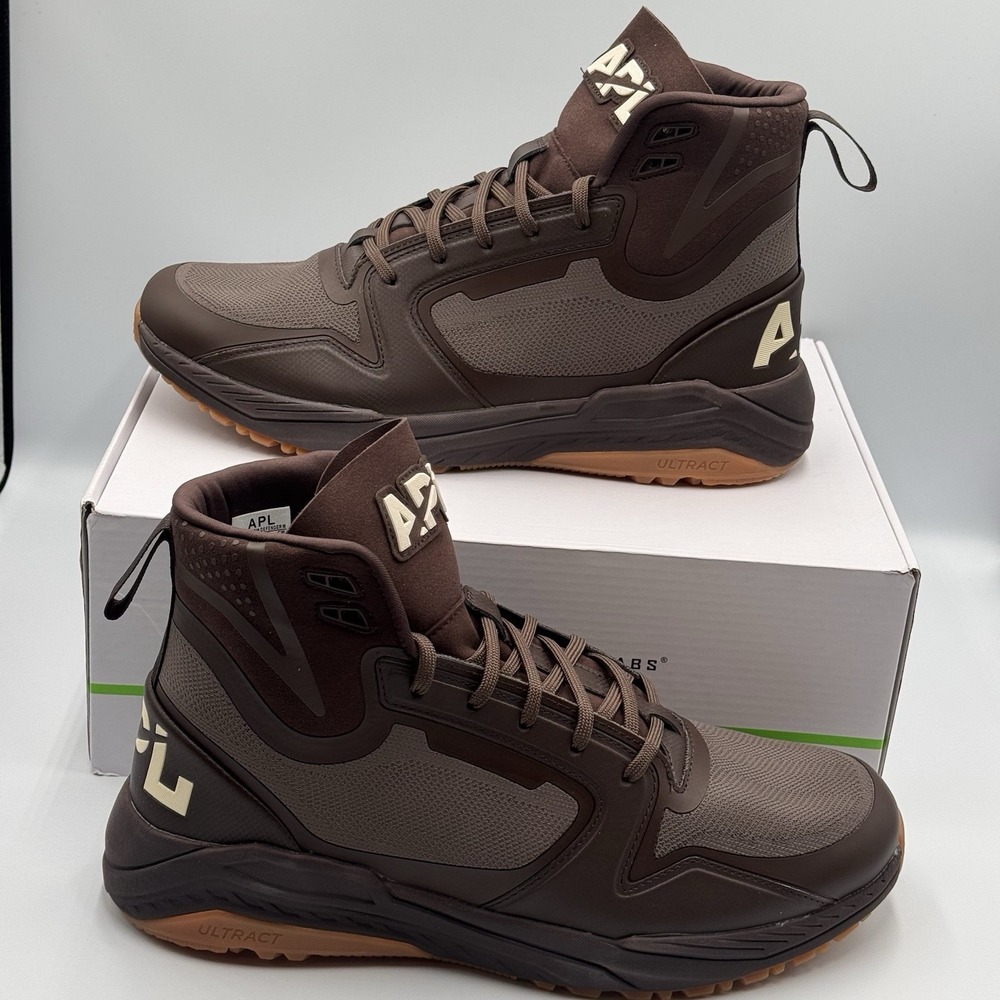 APL  Men's Size 12 High Top Techloom Defender Sneaker Chocolate/Cream New In Box